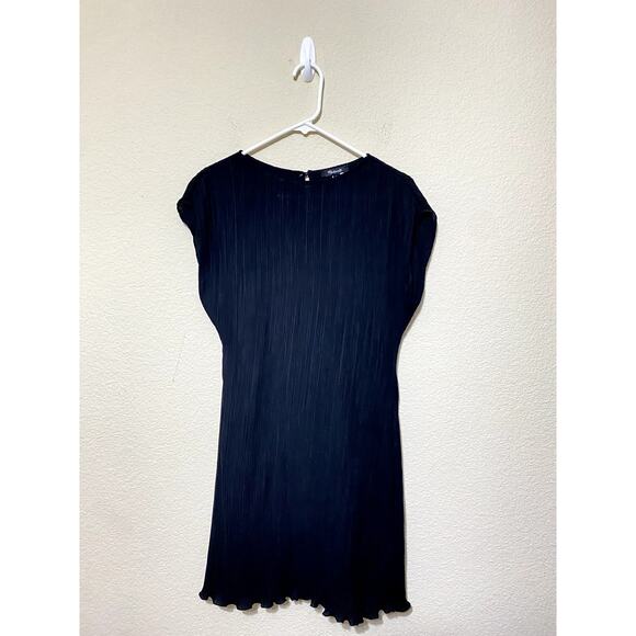 Madewell Dress Size 4 Black Plissé Mini Tee Sheath Minimalist Preppy Party NWT - Picture 3 of 10